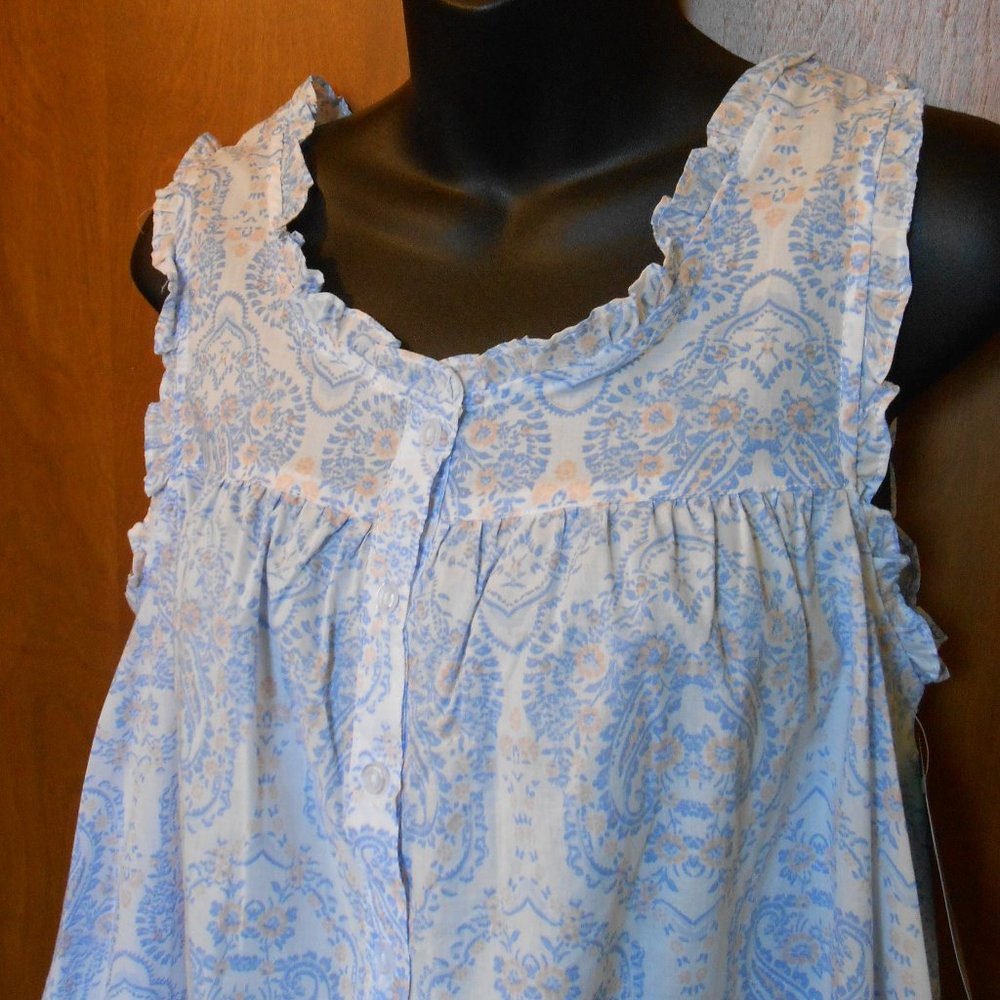 Adonna Sleeveless Nightgown 100% Cotton Paisley print NWT